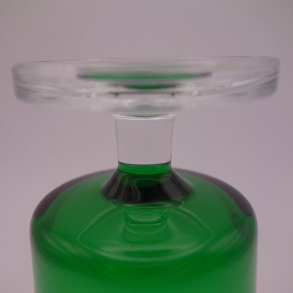 One(1) Green Glass with Circular Stem Base France - Picture 14 of 14